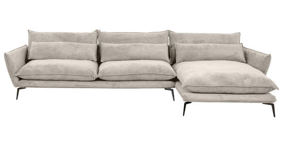 ECKSOFA in Webstoff Beige  - Beige/Schwarz, Design, Textil/Metall (338/165cm) - Hom`in