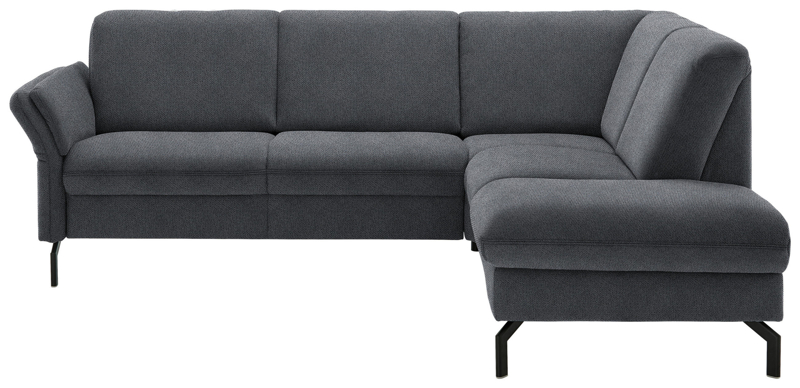 ECKSOFA in Flachgewebe Anthrazit  - Anthrazit/Schwarz, Konventionell, Textil/Metall (241/190cm) - Beldomo Comfort