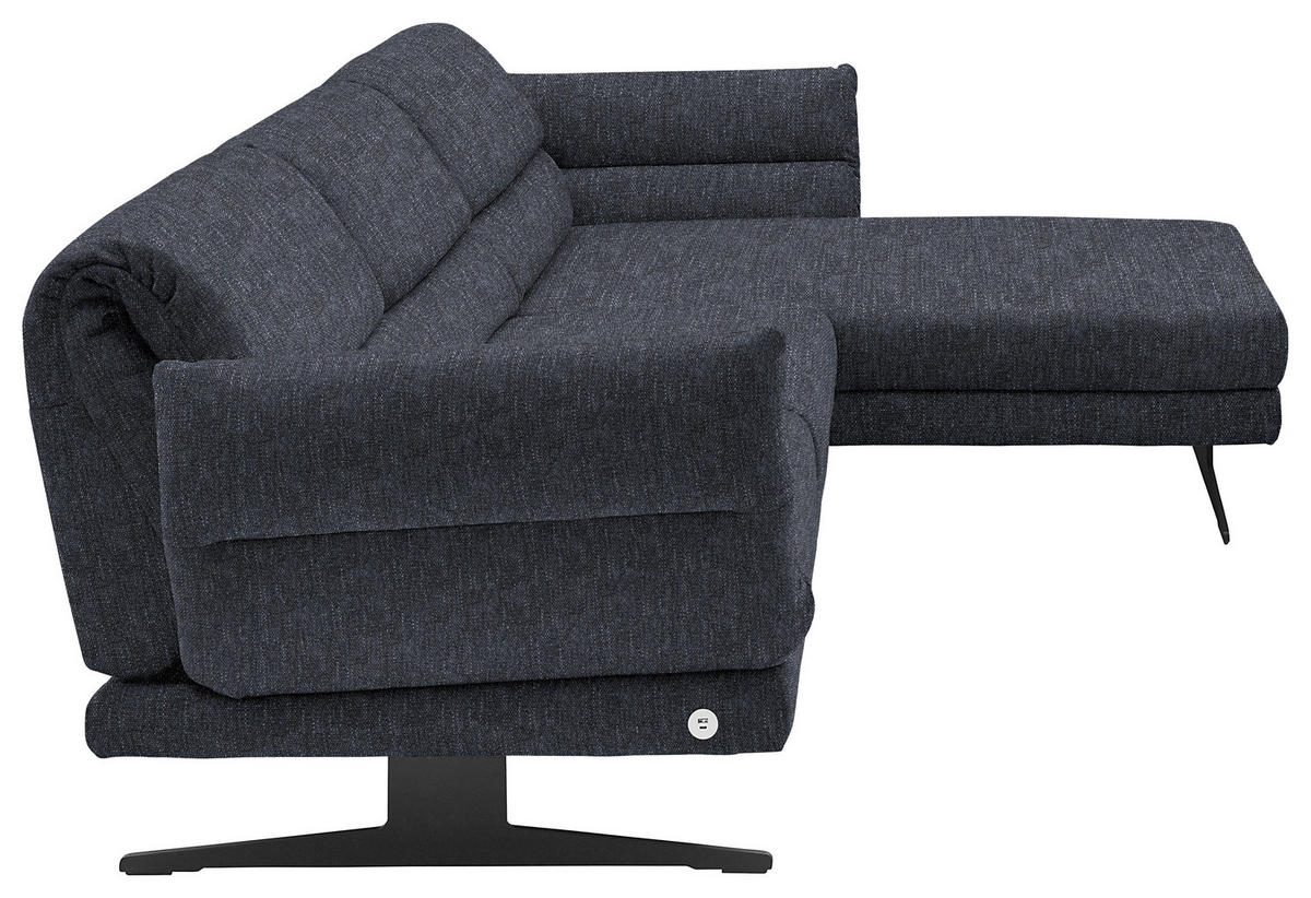 ECKSOFA in Flachgewebe Grau  279-327/176-217 cm  - Schwarz/Grau, Design, Textil/Metall (279-327/176-217cm) - Dieter Knoll