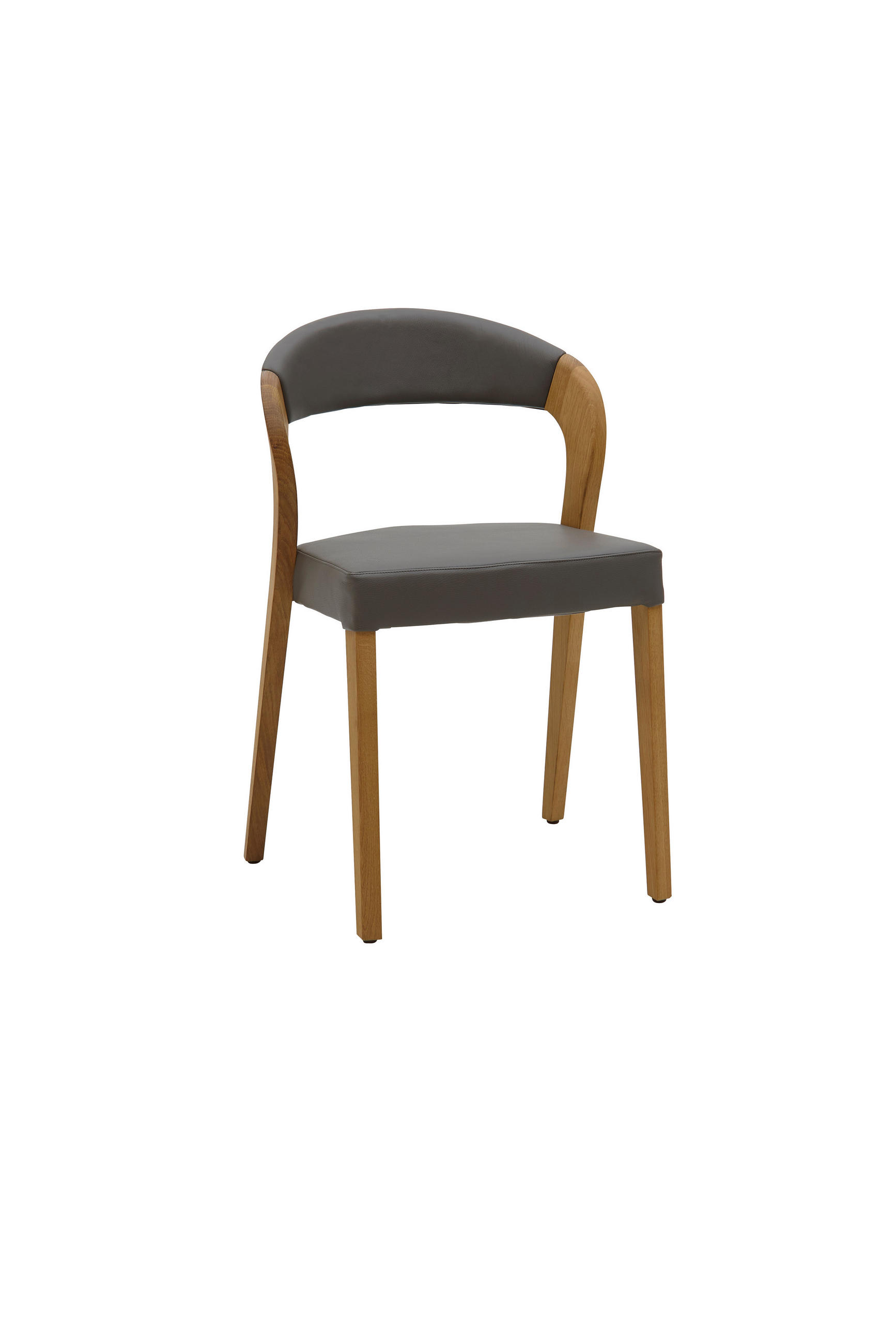 STUHL Echtleder pigmentiert  - Eichefarben/Dunkelgrau, Natur, Leder/Holz (55/79,5/55cm) - Voglauer