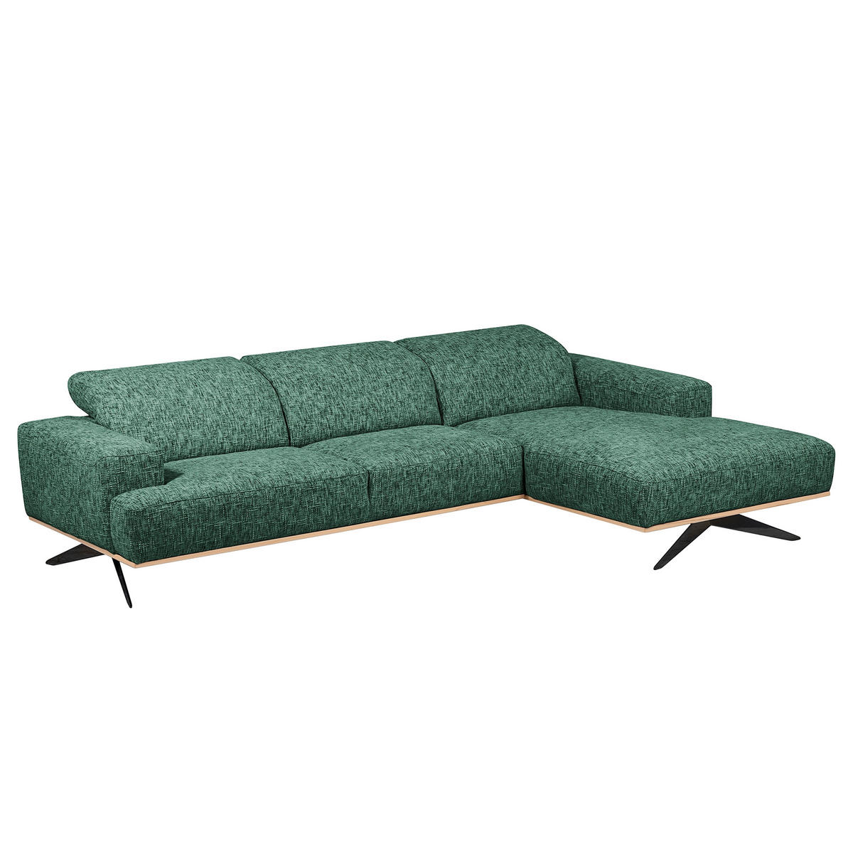 ECKSOFA Struktur Grün  - Schwarz/Grün, Design, Holz/Textil (295/187cm) - Livetastic