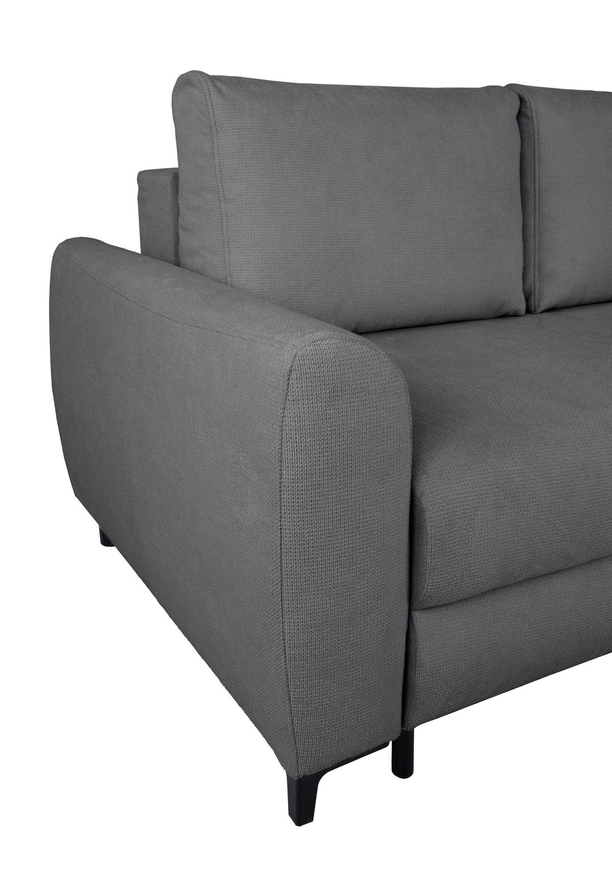 ECKSOFA Moli Dunkelgrau Mikrofaser  - Dunkelgrau/Schwarz, Design, Textil/Metall (236/148cm) - MID.YOU