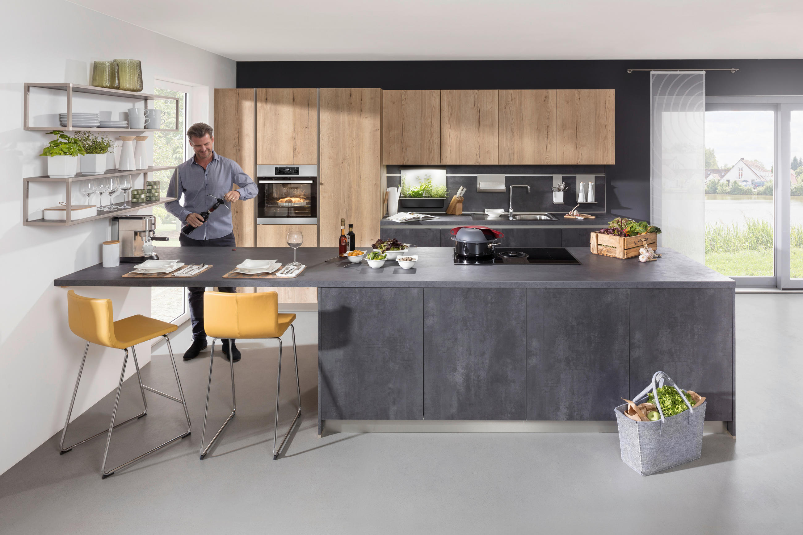 VGRADNA KUHINJA - barve hrasta, Konvencionalno, leseni material - Novel