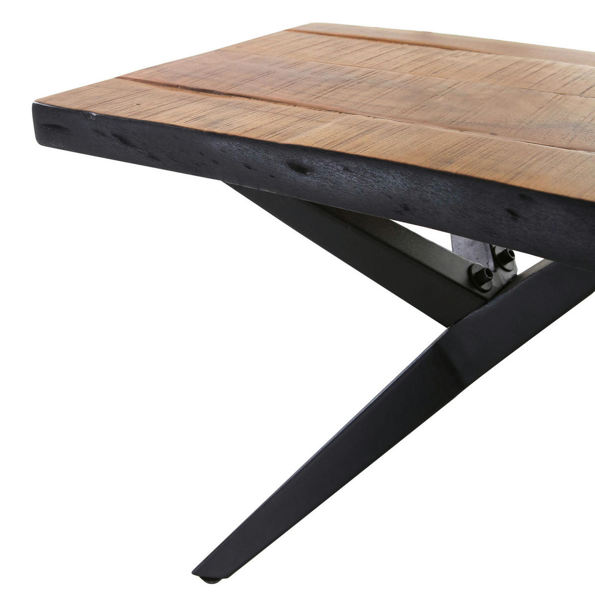 SITZBANK 180/45/45 cm Schwarz, Akaziefarben Akazie massiv  - Schwarz/Akaziefarben, Design, Holz/Metall (180/45/45cm) - Landscape