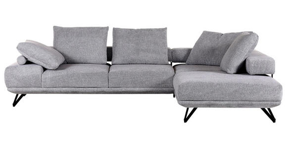 ECKSOFA Grau Flachgewebe Rückenkissen, Rücken echt  - Schwarz/Grau, KONVENTIONELL, Textil/Metall (310/240cm) - Carryhome