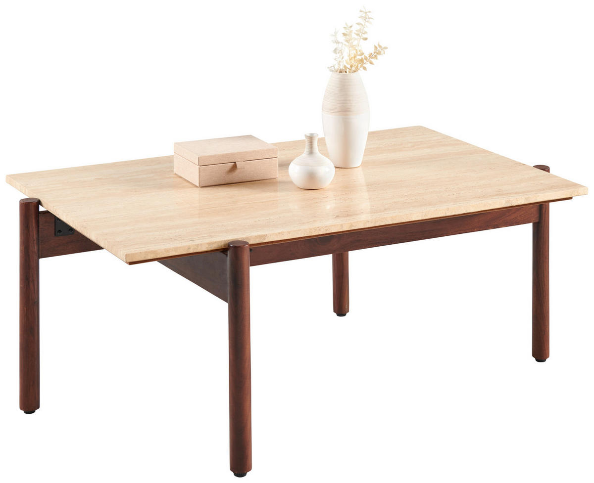 COUCHTISCH in Holz, Stein  - Walnussfarben/Naturfarben, Design, Holz/Stein (100/40/65cm) - Livetastic