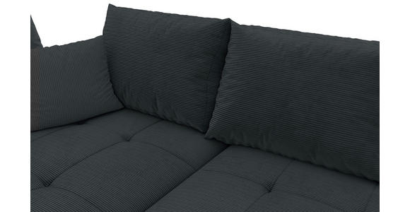 ECKSOFA Anthrazit Cord Zierkissen, Rückenkissen, Rücken echt  - Anthrazit/Schwarz, KONVENTIONELL, Holz/Textil (202/298cm) - Carryhome