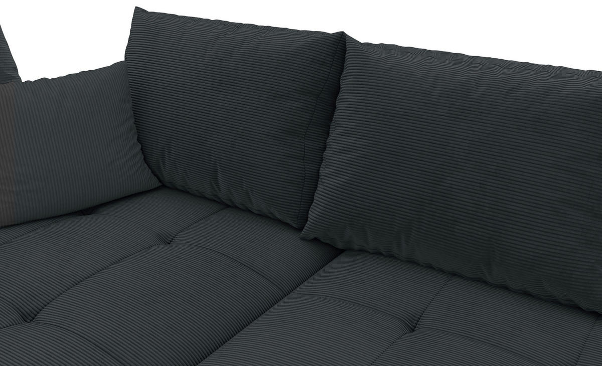 ECKSOFA in Cord Anthrazit  - Anthrazit/Schwarz, Konventionell, Holz/Textil (202/298cm) - MID.YOU