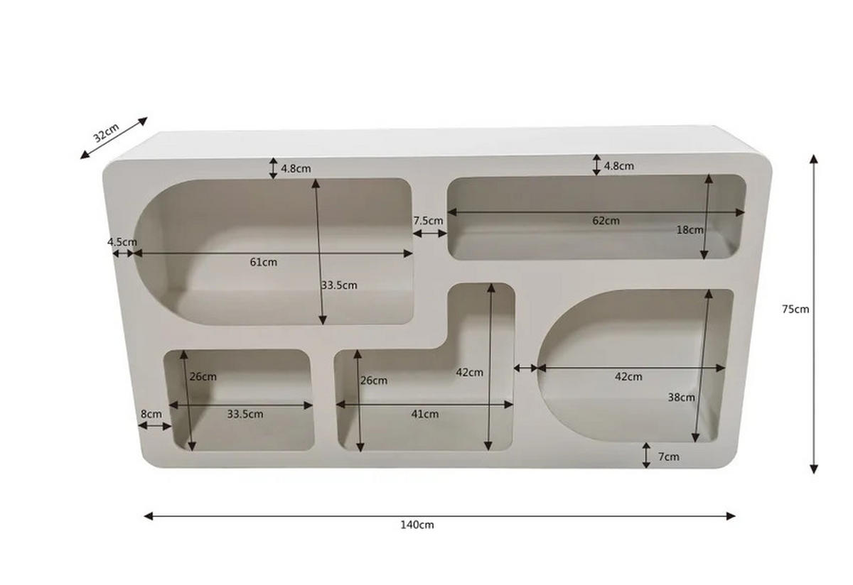 REGAL Weiß  140/75/32 cm  - Weiß, Design, Holzwerkstoff (140/75/32cm) - Kare-Design
