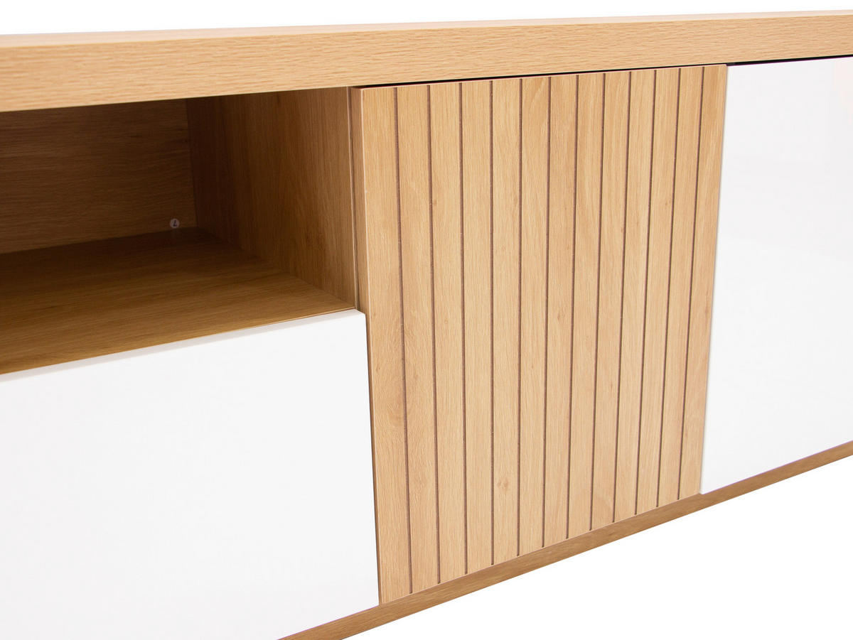 LOWBOARD  in 162/49/40 cm  - Weiß Hochglanz/Eichefarben, KONVENTIONELL, Holzwerkstoff (162/49/40cm) - Xora