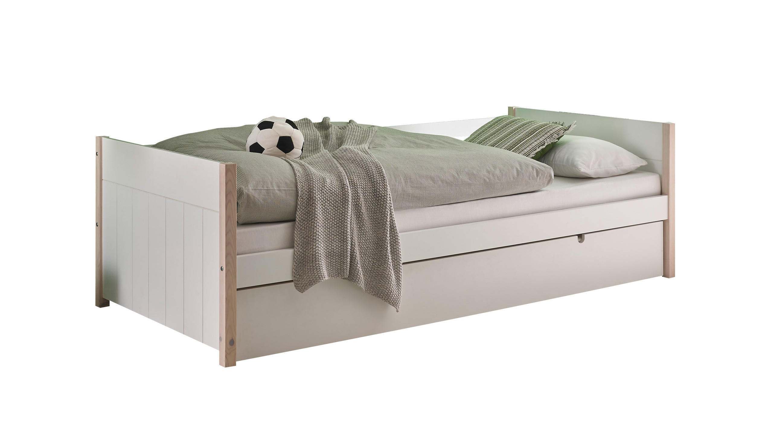 AUSZIEHBETT 90-180/200 cm in Weiß, Kieferfarben - Naturfarben/Weiß, KONVENTIONELL, Holz/Holzwerkstoff (90-180/200cm) - Xora