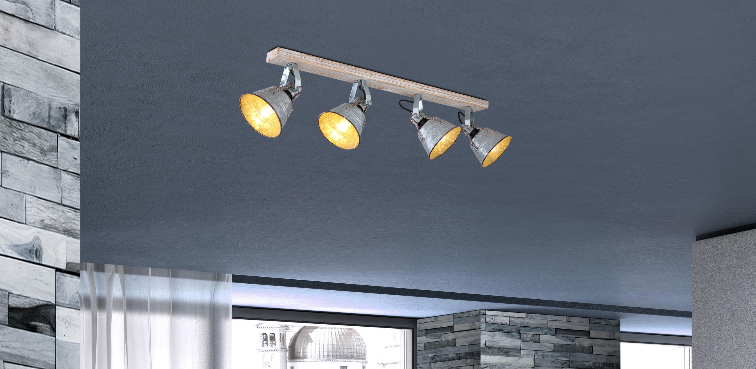 STRAHLER GÜNTHER 82/17,5/24 cm   - Zinkfarben/Weiß, LIFESTYLE, Holz/Metall (82/17,5/24cm) - Globo