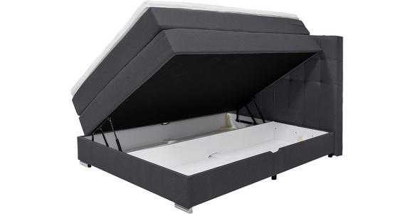 BOXSPRINGBETT 140/200 cm  in Dunkelgrau  - Dunkelgrau/Alufarben, KONVENTIONELL, Kunststoff/Textil (140/200cm) - Carryhome