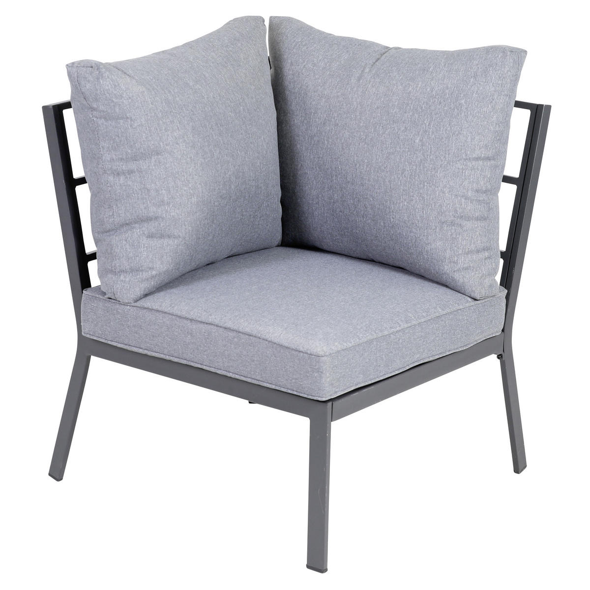 LOUNGEGARNITUR 4-teilig   131,5/77/72 cm Aluminium  - Anthrazit, Basics, Glas/Textil (131,5/77/72cm) - Gardenson