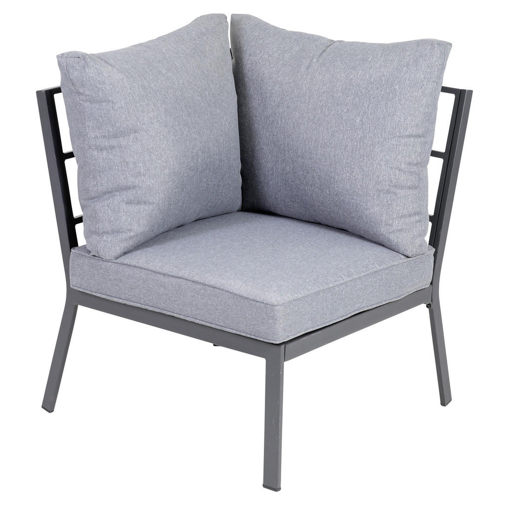 Thumbnail - Gardenson Loungegarnitur, Anthrazit, Metall, Glas, 4-teilig, L-Form, 131.5x77x72 cm, Loungemöbel, Loungemöbel-Sets