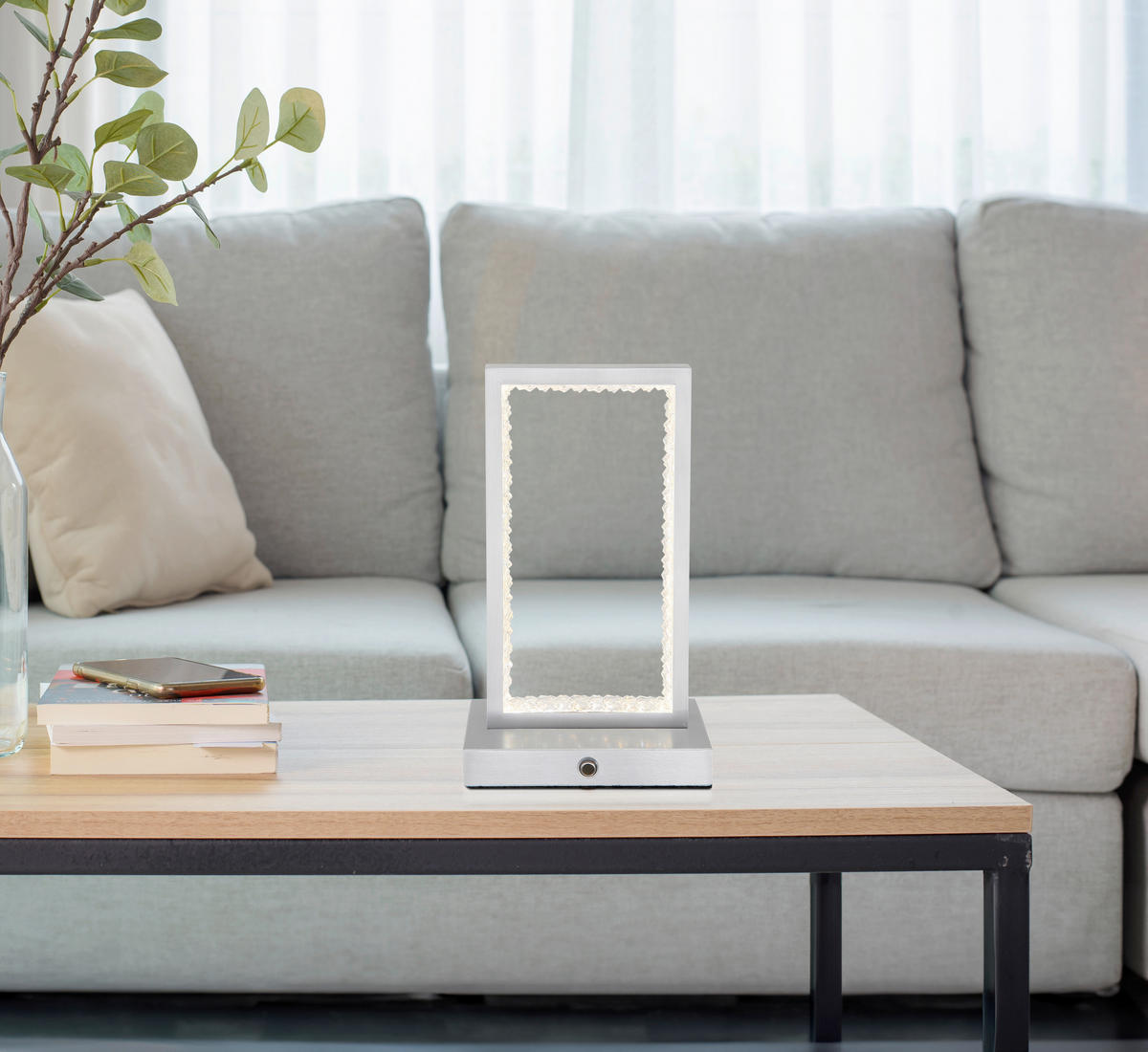 AKKUMULÁTOROS ASZTALI LÁMPA - átlátszó, Design, műanyag/fém (14/7,5/23cm) - Globo