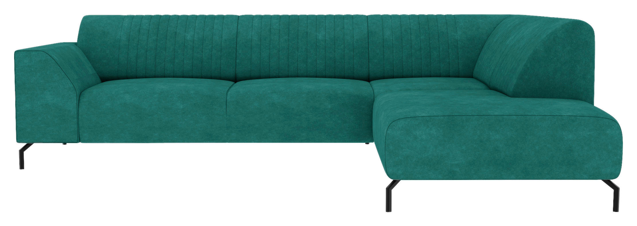 ECKSOFA Petrol Velours  - Petrol/Schwarz, KONVENTIONELL, Textil/Metall (275/200cm) - Carryhome