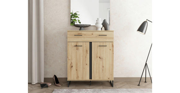 GARDEROBE 4-teilig  in 180/194,5/35 cm  - Schwarz/Eiche Artisan, Basics, Holzwerkstoff (180/194,5/35cm) - Carryhome