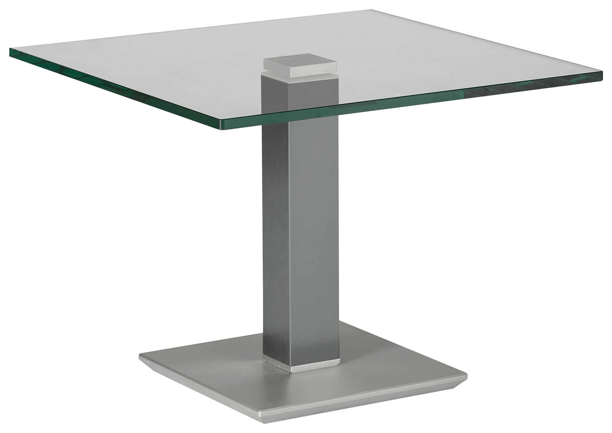BEISTELLTISCH 60/60/46-65 cm Grau, Edelstahlfarben quadratisch  - Edelstahlfarben/Grau, Design, Glas/Kunststoff (60/60/46-65cm)