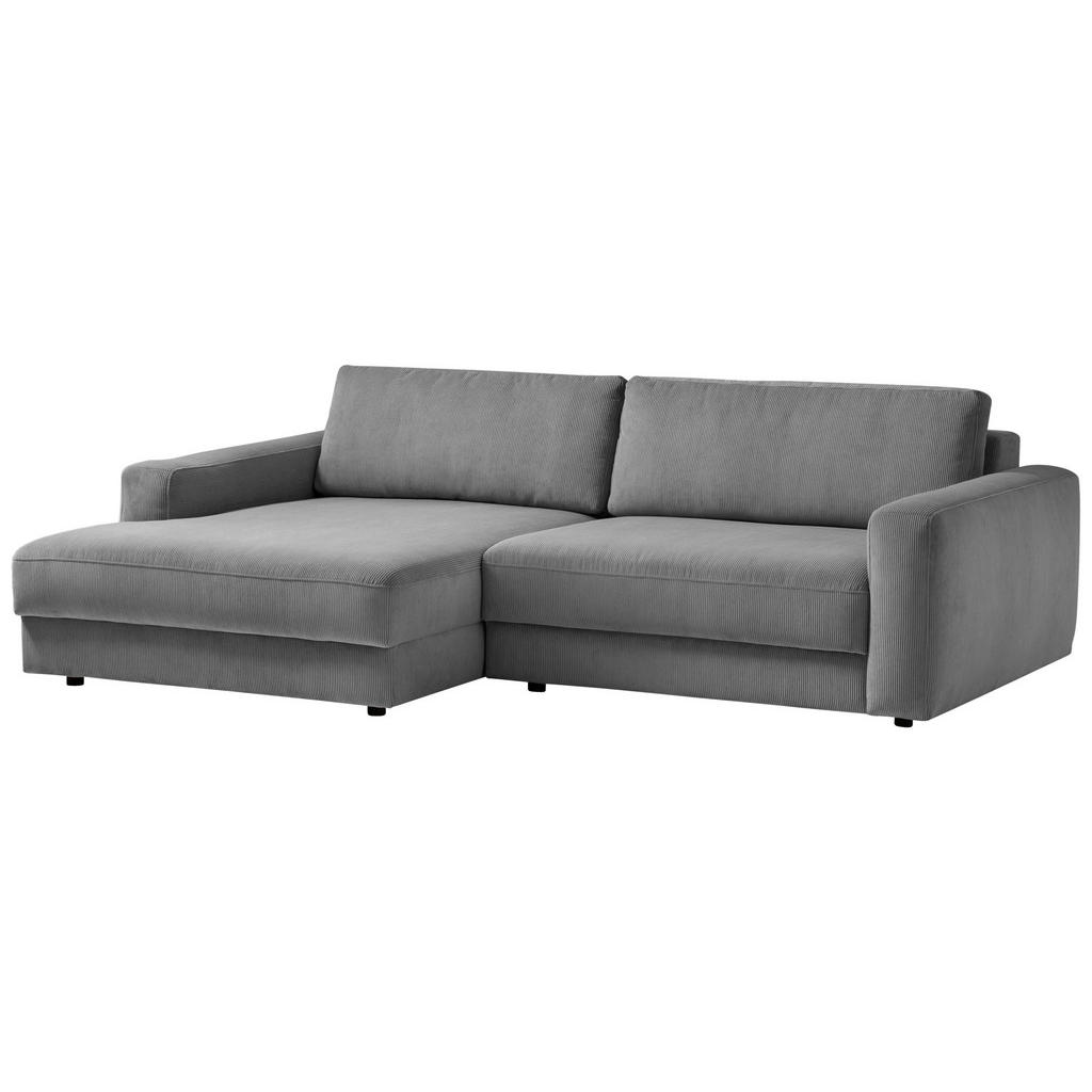 Thumbnail - Trendmanufaktur Ecksofa Bourbon, Dunkelgrau, Textil, 4-Sitzer, Füllung: Schaumstoff, Silikon, Ottomane links, L-Form, 25...