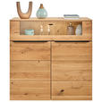 HIGHBOARD Eichefarben 120/119,3/39,5 cm - Eichefarben/Schwarz, Natur, Glas/Holz (120/119,3/39,5cm) - Valnatura