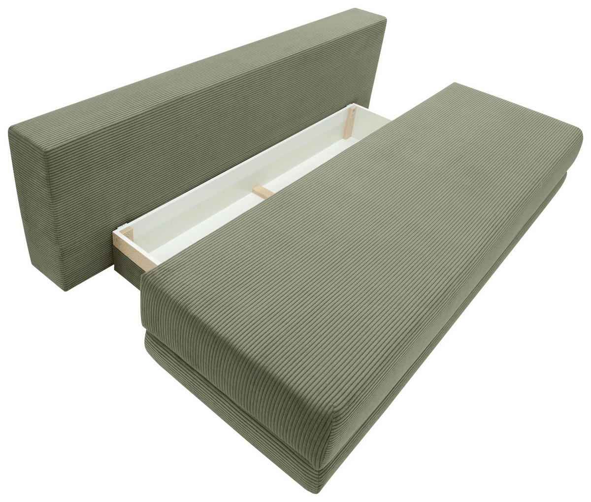 SCHLAFSOFA  mit Liegefunktion, Schlafen auf Sitzhöhe, Rücken echt Cord Salbeigrün  - Salbeigrün/Schwarz, KONVENTIONELL, Holz/Textil (196/96/103cm) - Carryhome