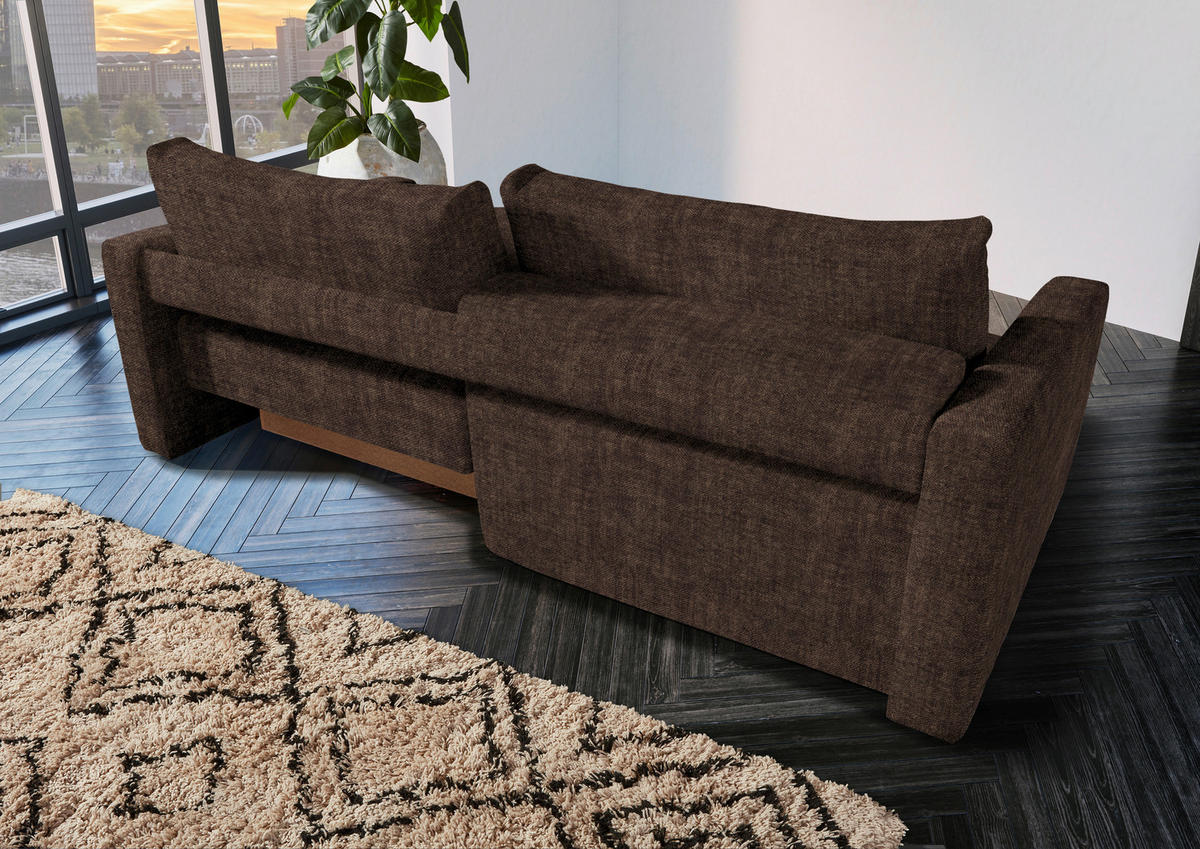 2,5-SITZER in Velours Braun  - Schwarz/Braun, Design, Kunststoff/Textil (240/70/125cm) - Xora