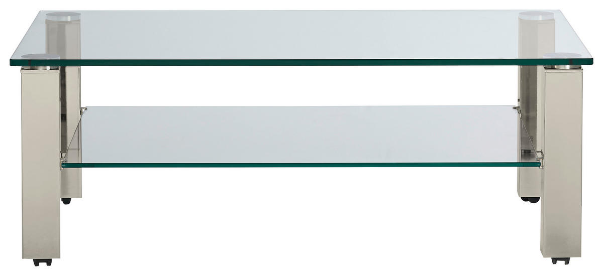 COUCHTISCH in Metall, Glas 110/70/42,5 cm  - Grau, Design, Glas/Kunststoff (110/70/42,5cm)
