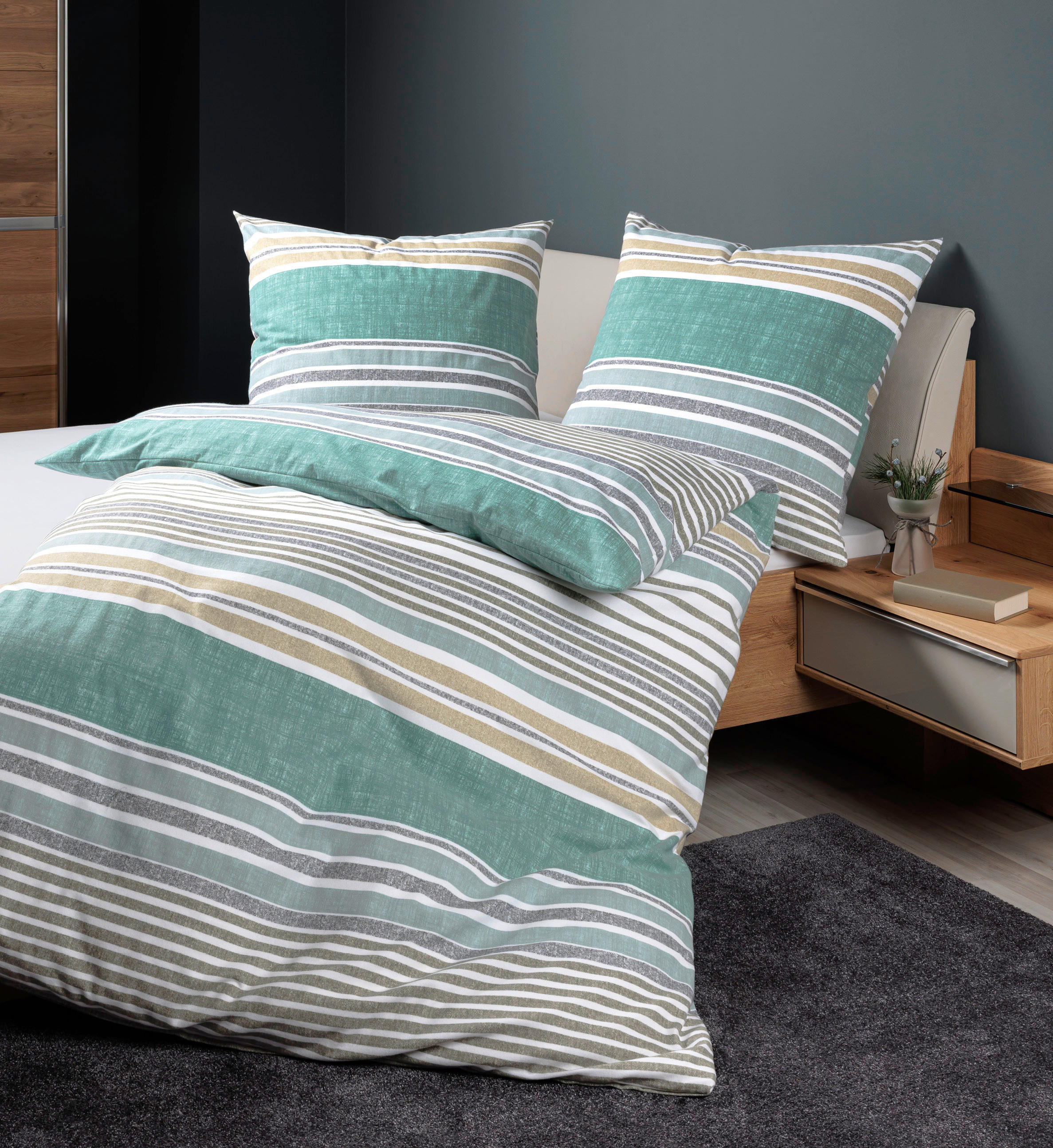 BETTWÄSCHE Biber 135/200 cm  - Grün, Design, Textil (135/200cm) - Janine