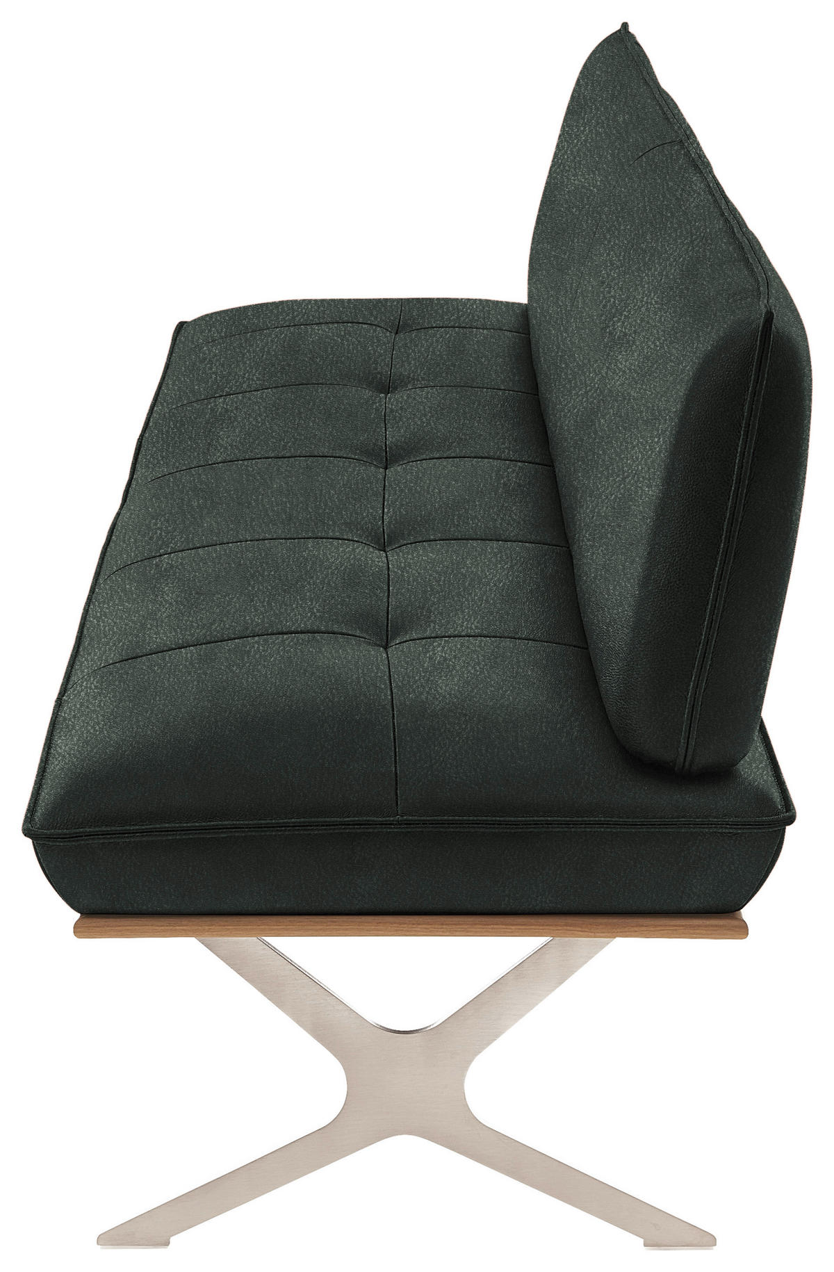 SITZBANK in Holz, Metall, Leder Edelstahlfarben, Dunkelgrün  - Dunkelgrün/Edelstahlfarben, Design, Leder/Holz (214/88/66cm) - Koinor