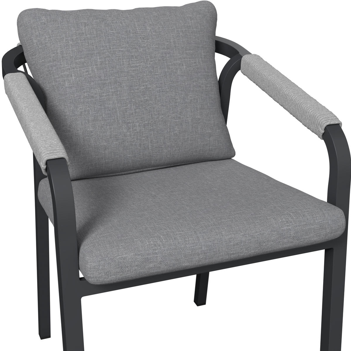 GARTENSTUHL Metall, Textil Anthrazit, Grau  - Anthrazit/Grau, MODERN, Textil/Metall (55/74/65cm) - Ambia Garden