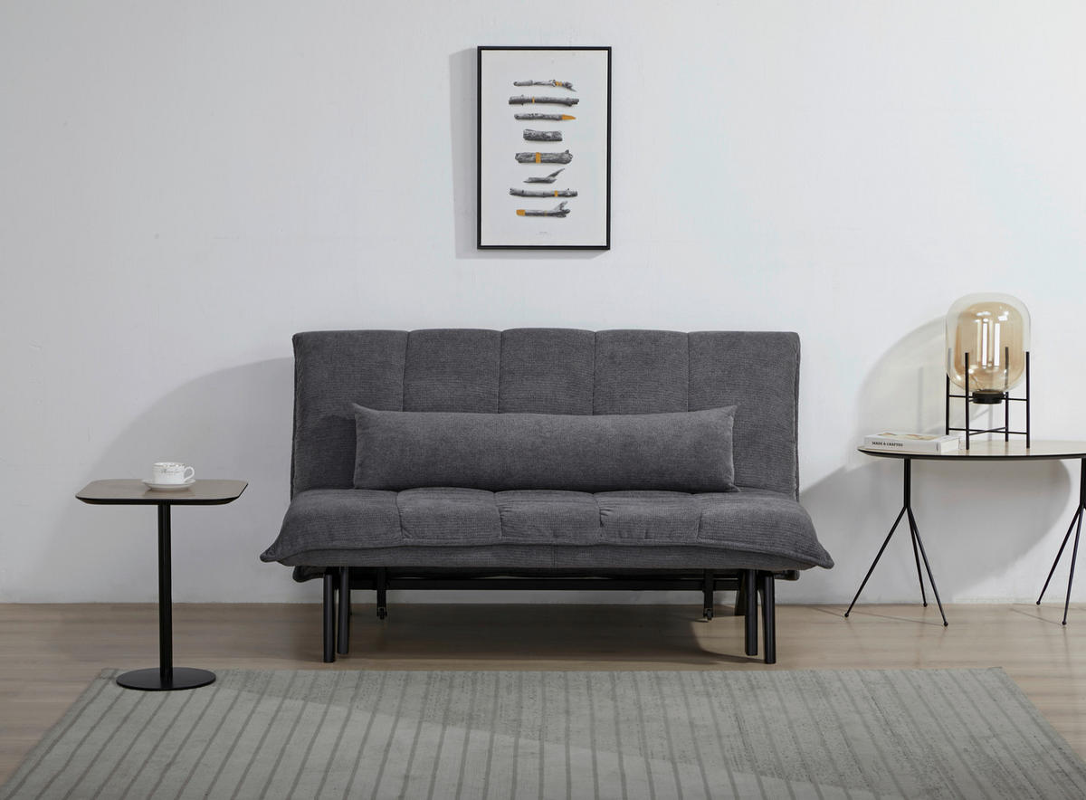 SCHLAFSOFA Cord Grau  - Schwarz/Grau, Design, Holz/Textil (148/82/102cm) - Stylife