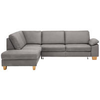 ECKSOFA  in Echtleder Grau  235/274 cm  - Eichefarben/Beige, KONVENTIONELL, Leder/Holzwerkstoff (235/274cm) - Beldomo Premium