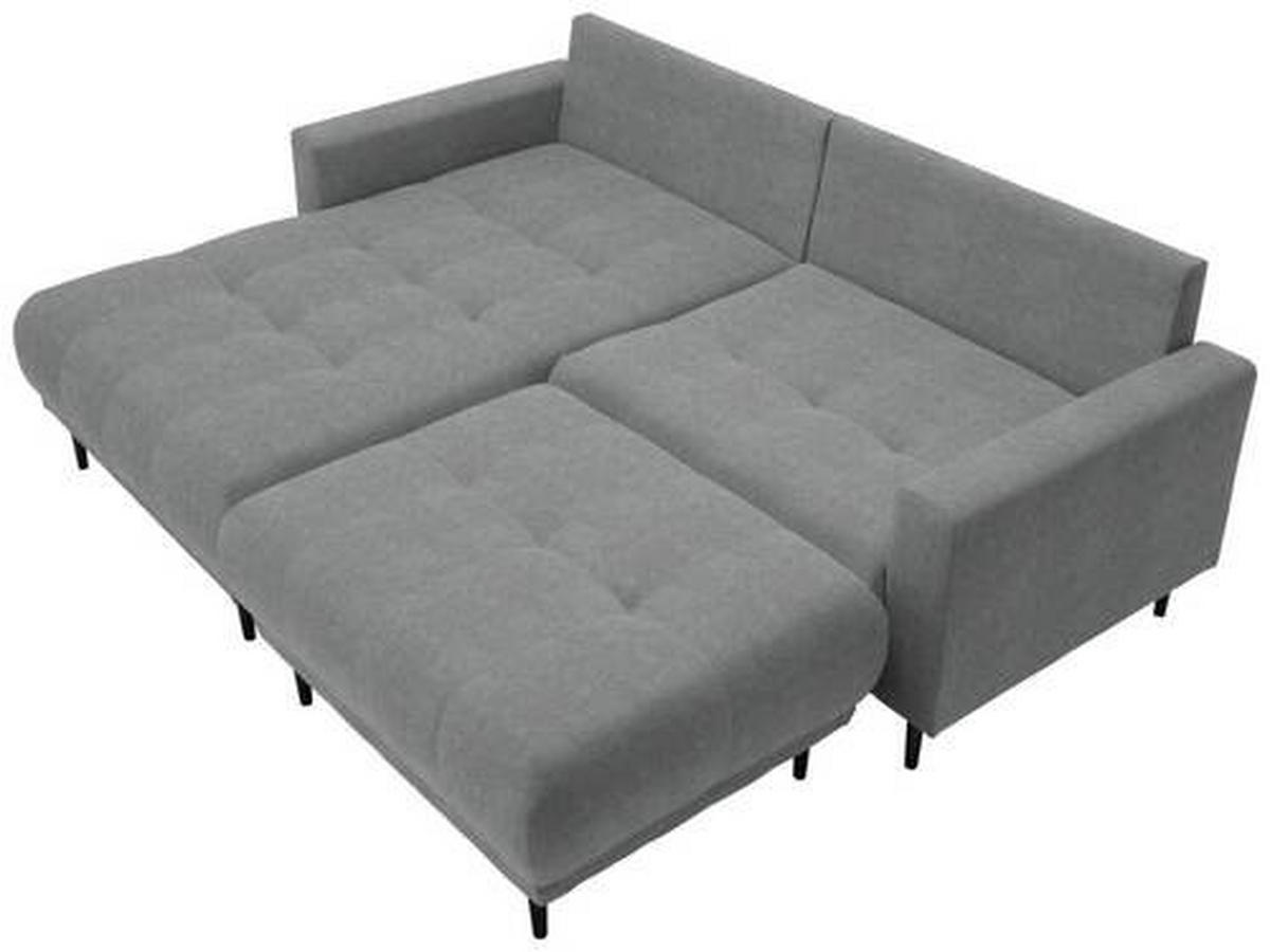 ECKSOFA in Flachgewebe Grau  - Schwarz/Grau, Design, Holz/Textil (215/160cm) - Stylife