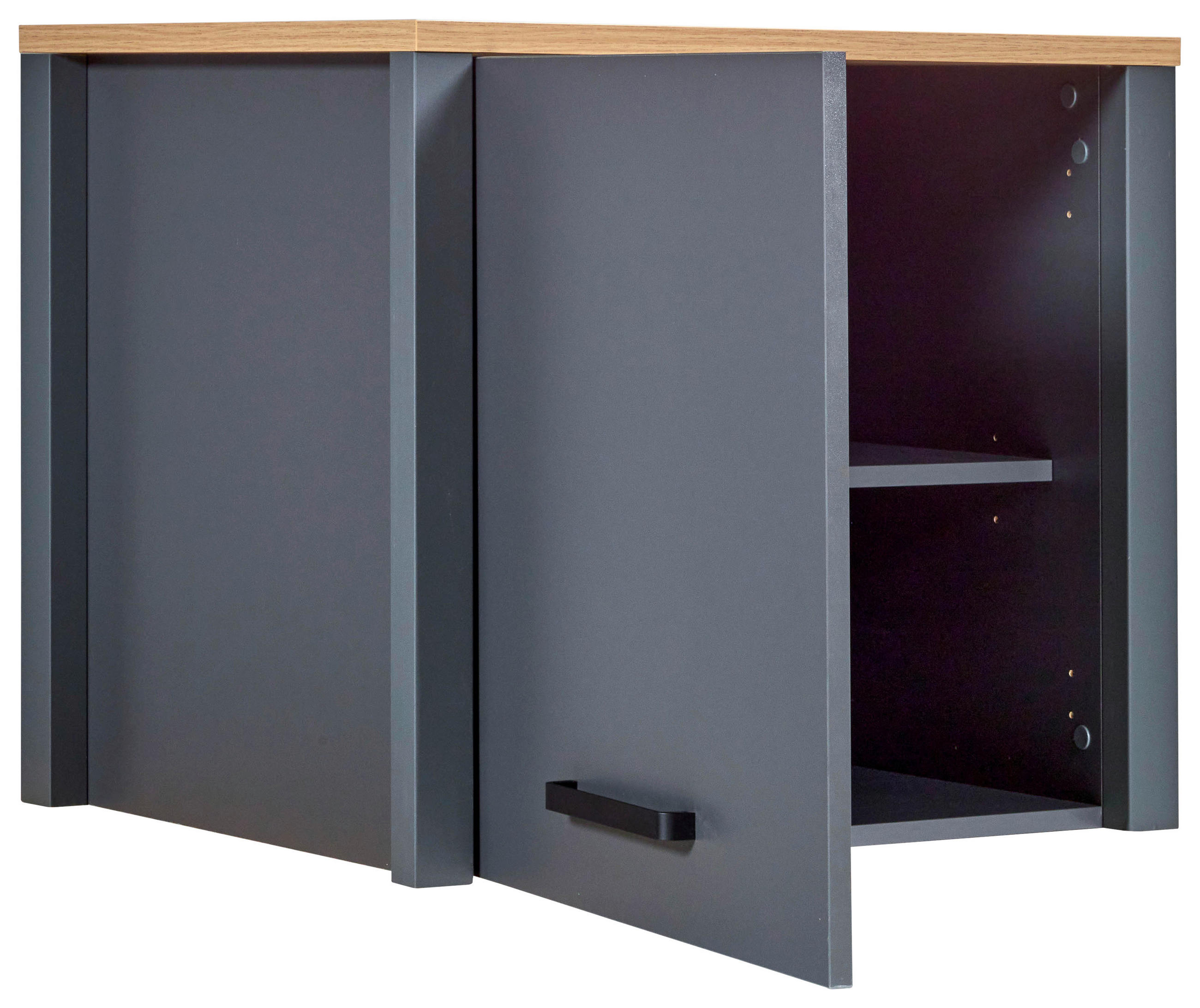 ÖVERSKÅP 70/60,5/60 cm   - svart/antracit, Modern, metall/trämaterial (70/60,5/60cm) - home24