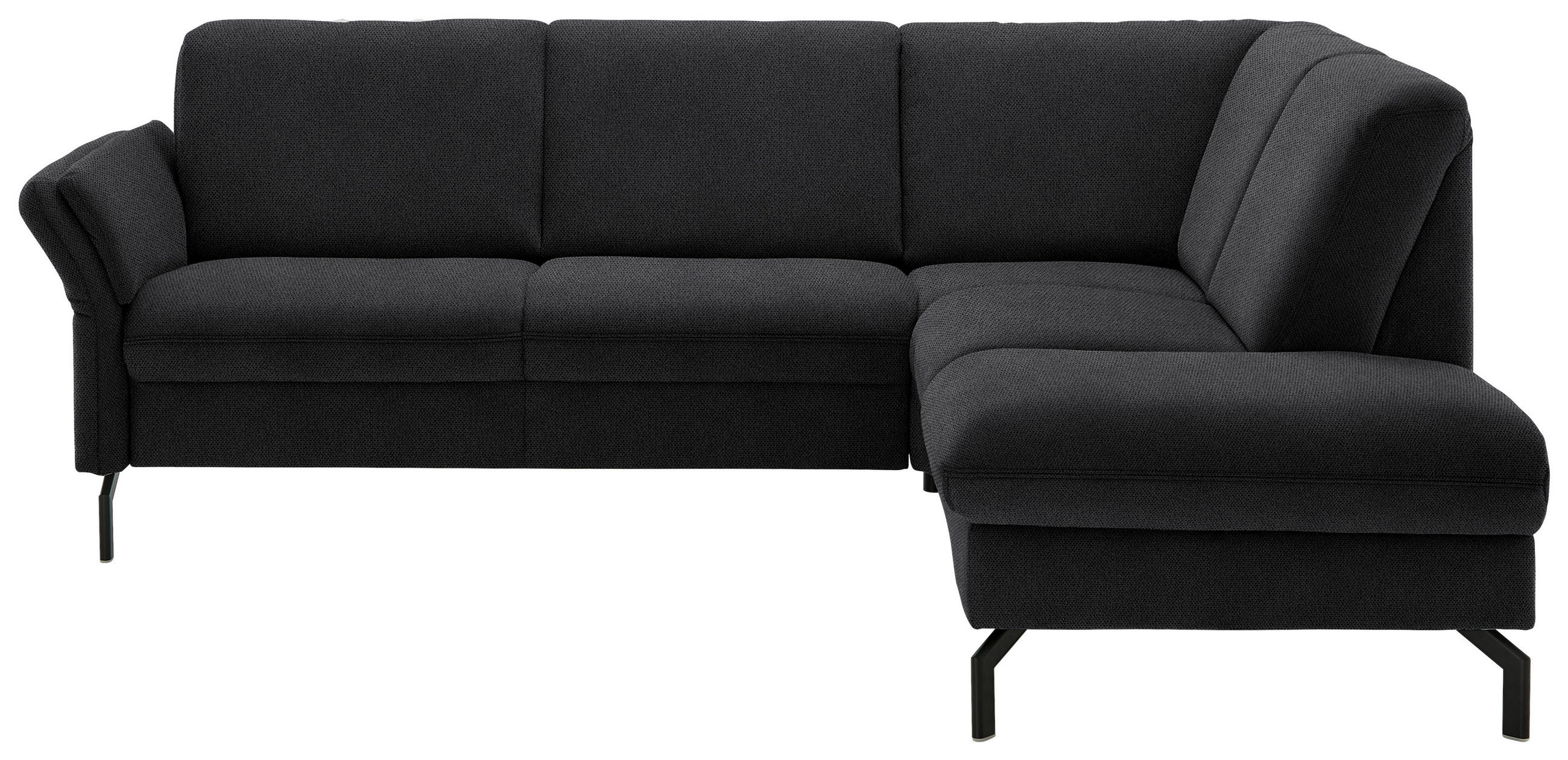 ECKSOFA in Flachgewebe Schwarz  - Schwarz, Konventionell, Textil/Metall (241/190cm) - Beldomo Comfort