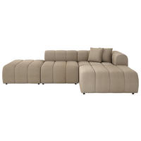 ECKSOFA Braun Webstoff Zierkissen  - Schwarz/Braun, LIFESTYLE, Kunststoff/Textil (289/178cm) - Milino