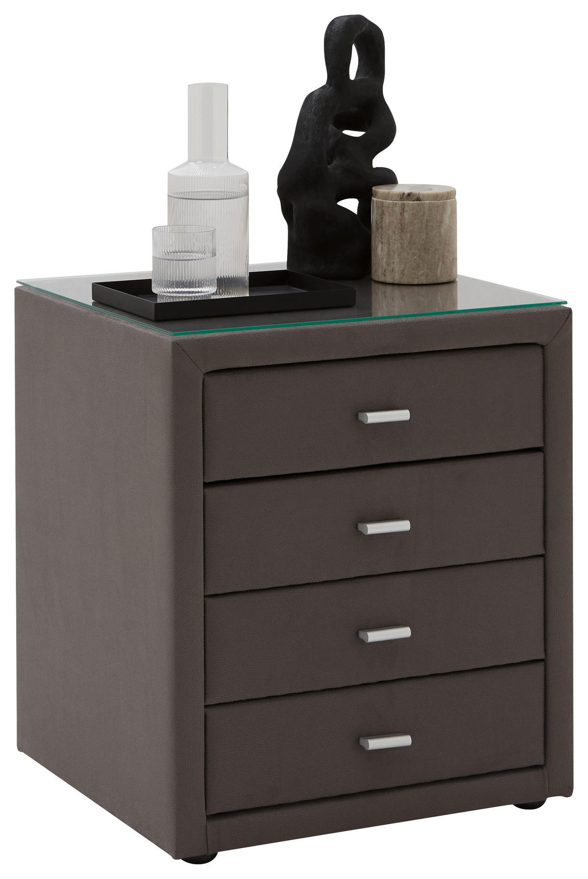 NACHTSCHRANK 50/56/45 cm  - Silberfarben/Schwarz, Trend, Glas/Textil (50/56/45cm) - Esposa