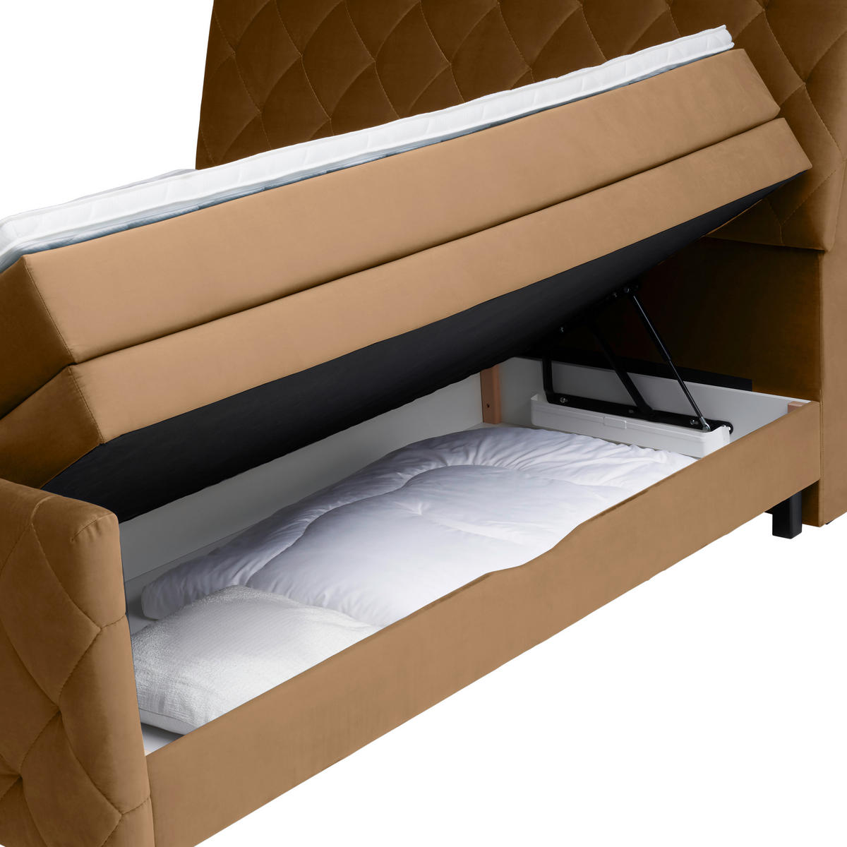 BOXSPRINGBETT 160/200 cm  in Beige  - Beige/Schwarz, KONVENTIONELL, Holz/Textil (160/200cm) - Ti'me