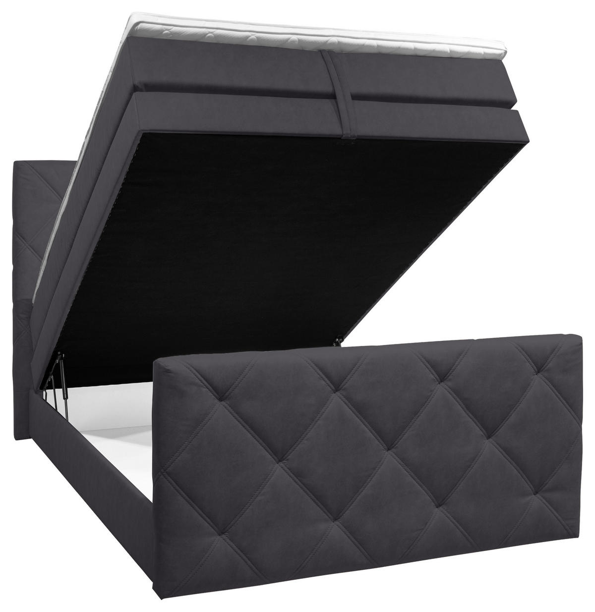 BOXSPRINGBETT 140/200 cm  Schwarz  - Schwarz, Konventionell, Kunststoff/Textil (140/200cm) - Ti'me