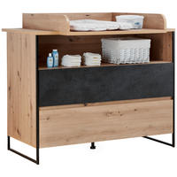 WICKELKOMMODE Yunai  - Eichefarben/Anthrazit, Trend, Holzwerkstoff (120/106/77,8cm) - My Baby Lou