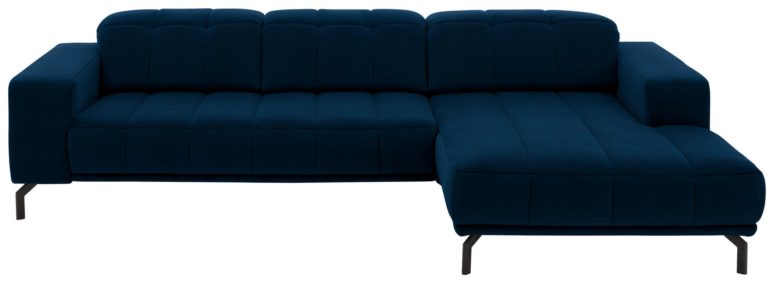 ECKSOFA in Velours Dunkelblau  - Schwarz/Dunkelblau, Design, Textil/Metall (293/195cm) - Beldomo Style