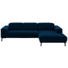 ECKSOFA in Velours Dunkelblau  293/195 cm  - Schwarz/Dunkelblau, Design, Textil/Metall (293/195cm) - Beldomo Style