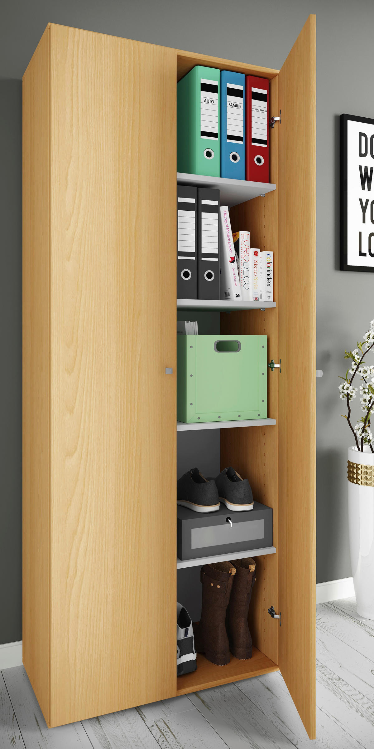 MEHRZWECKSCHRANK 70/178/40 cm  in Buchefarben  - Silberfarben/Buchefarben, Basics, Holzwerkstoff/Kunststoff (70/178/40cm) - MID.YOU