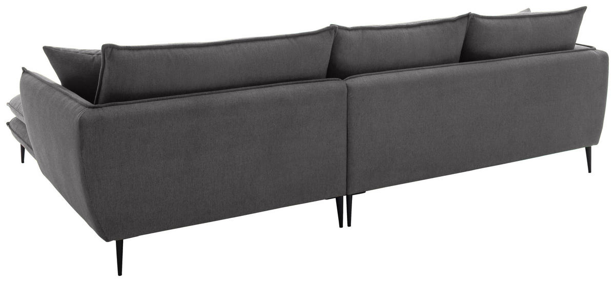 ECKSOFA Taupe Webstoff  - Taupe/Schwarz, KONVENTIONELL, Textil/Metall (304/196cm) - Hom`in