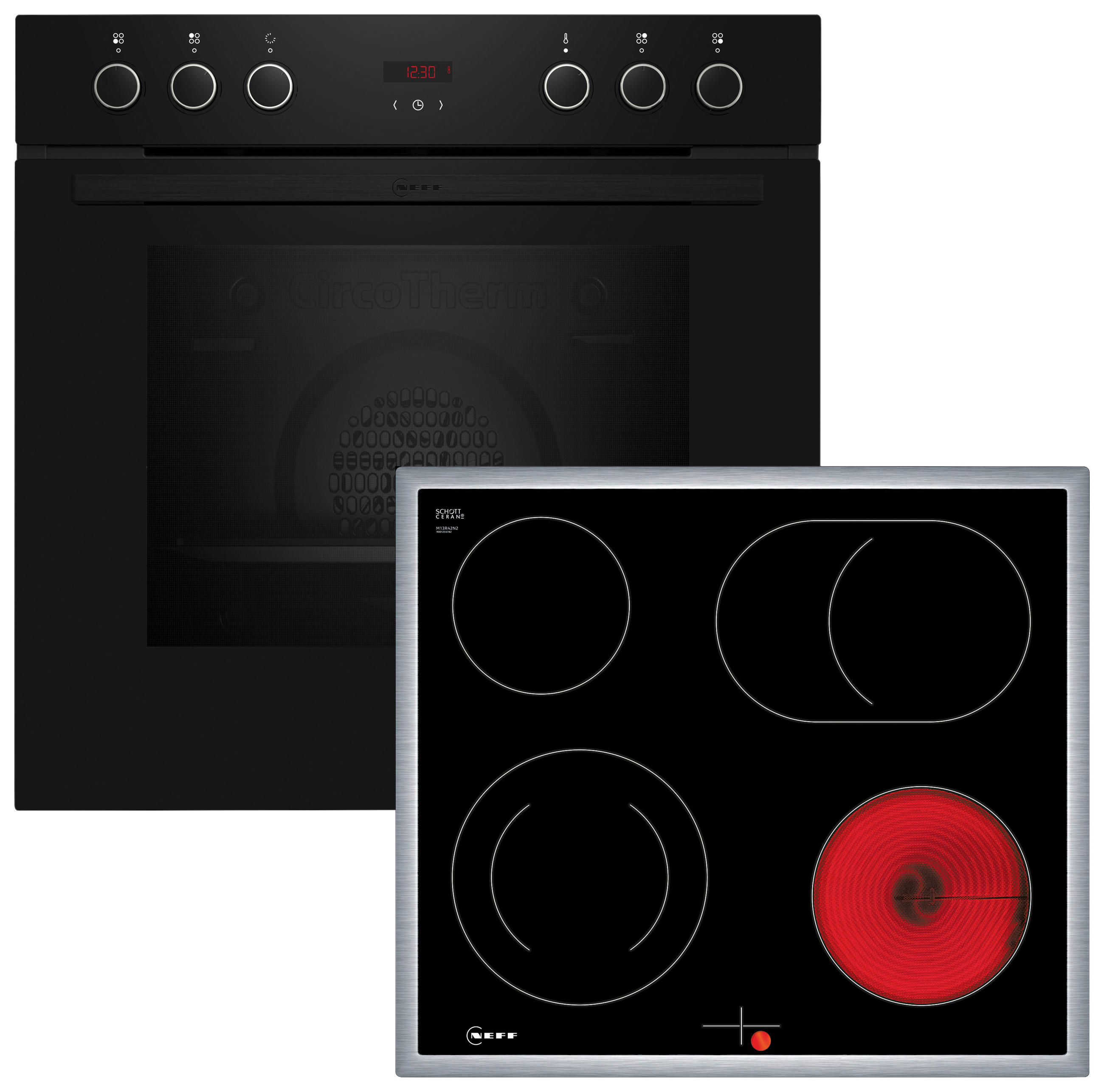 HERDSET EX4B0  - Edelstahlfarben/Schwarz, Basics, Glas/Metall (59,4/59,5/54,8cm) - Neff