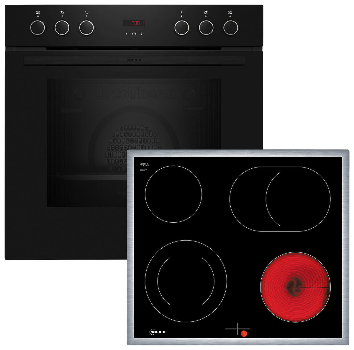 HERDSET EX4B0  - Edelstahlfarben/Schwarz, Basics, Glas/Metall (59,4/59,5/54,8cm) - Neff