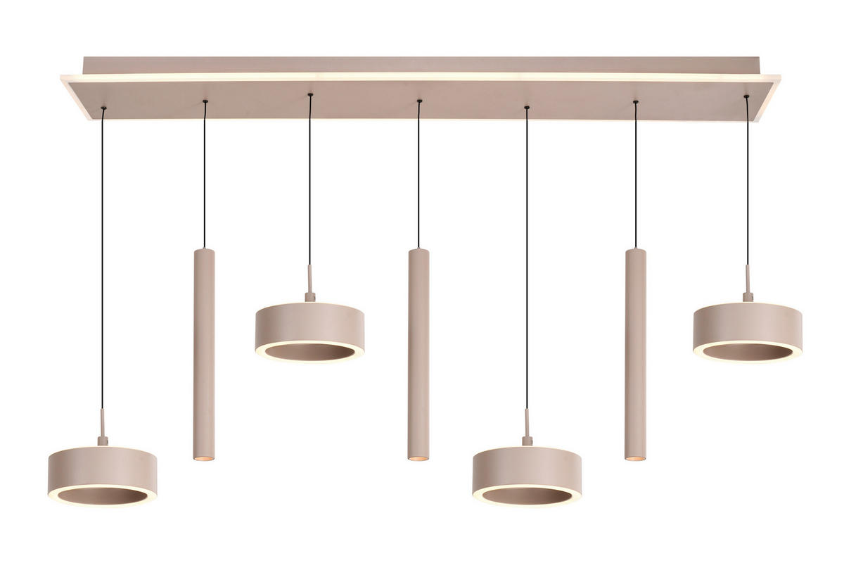 LED-HÄNGELEUCHTE Carnac 111/150/20 cm  - Sandfarben, Design, Kunststoff/Metall (111/150/20cm)