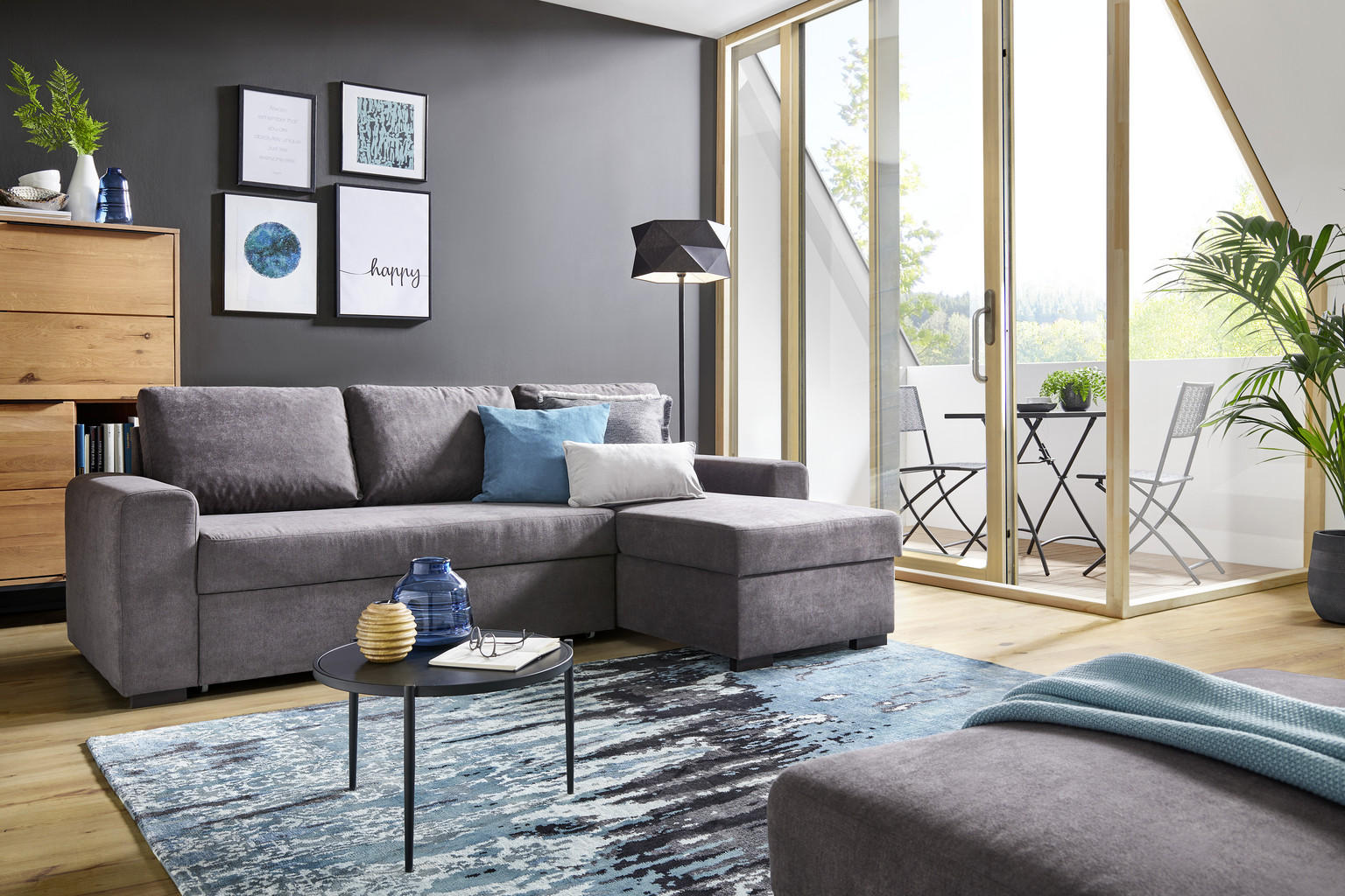 ECKSOFA inkl.Funktionen Beige Webstoff - Einrichtungsbeispiel