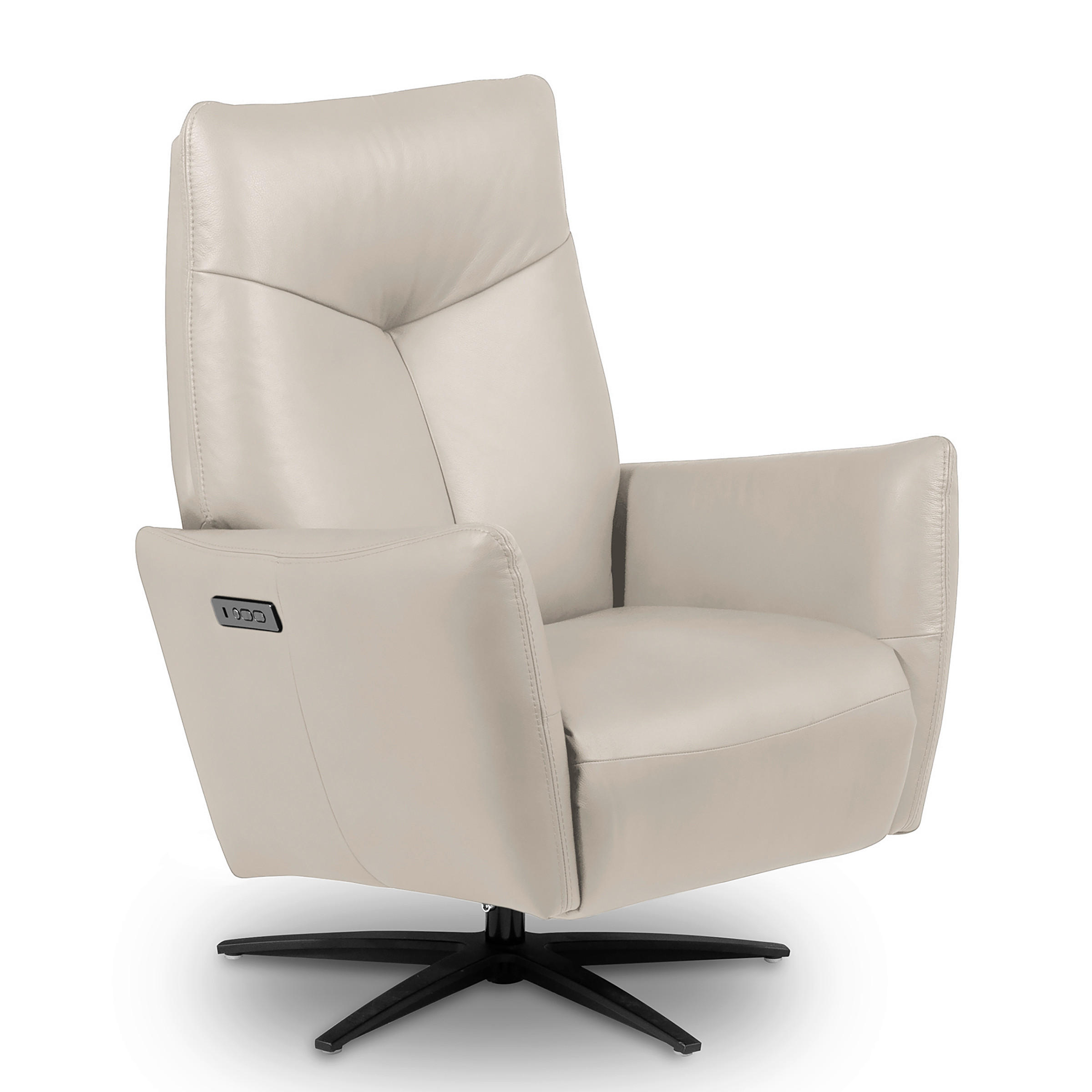 RELAXSESSEL in Leder Hellgrau  - Hellgrau/Schwarz, Design, Leder/Metall (76/107/88cm) - Livetastic